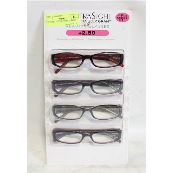 +2.50 READING GLASSES SEALED