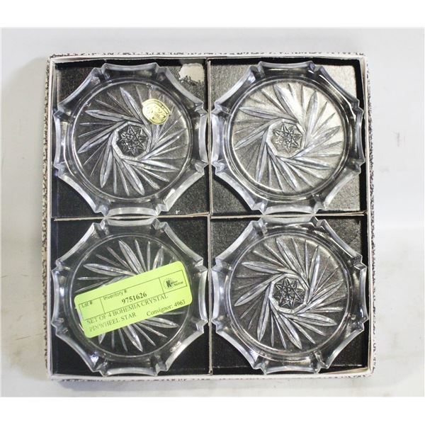 SET OF 4 BOHEMIA CRYSTAL PINWHEEL STAR