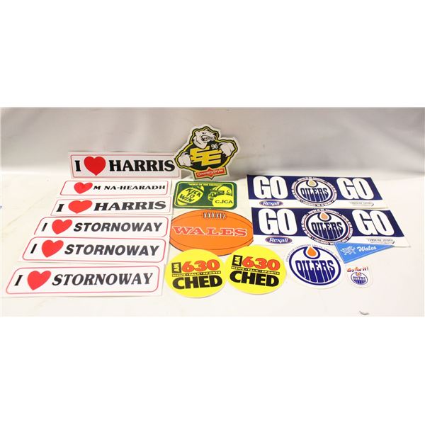 LOT OF VINTAGE STICKERS OILERS ESKIMOS