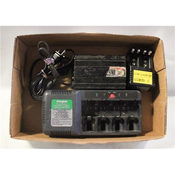 2 BATTERY CHARGERS PLUS 12V DC POWER INVERTER