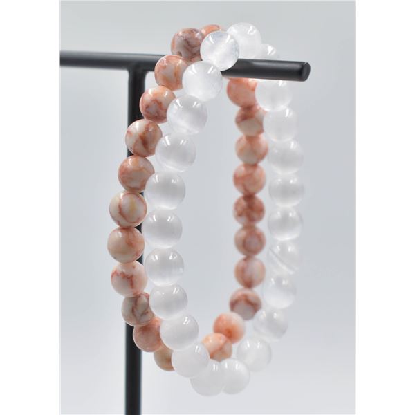 #59- NATURAL SELENITE & RED NET STONE BRACELET