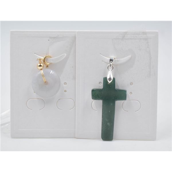 #194-NATURAL JADE JADEITE PENDANT 2PCS