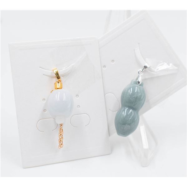 #192-NATURAL JADE JADEITE PENDANT 2PCS