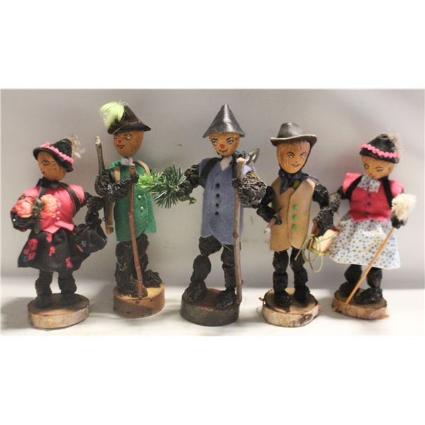 5 VINTAGE GERMAN FOLK ART FIGURES