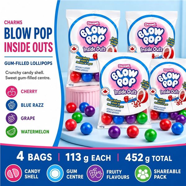 4 CHARMS BLOW POP INSIDE OUTS 113G BAGS