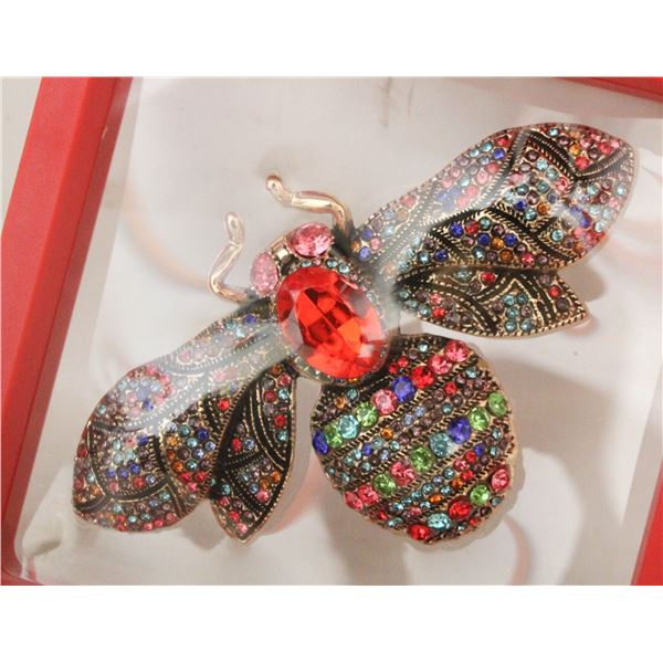 NEW XL BEE BROOCH FULLY ENCRUSTED WITH