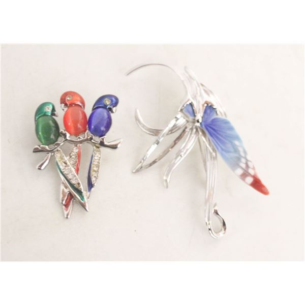 ESTATE 3 BIRDS + BUTTERFLY BROOCHES