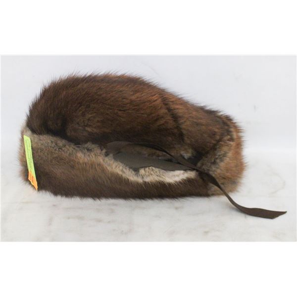 MUSKRAT FUR EAR FLAP WINTER HAT