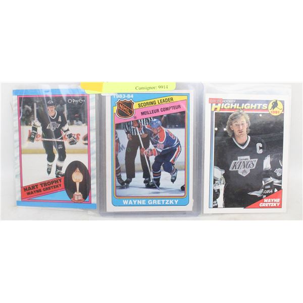 LOT OF 3 WAYNE GRETZKY CARDS