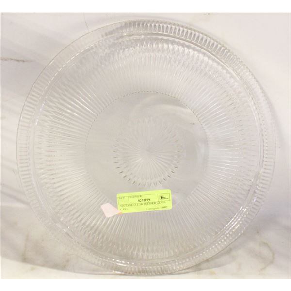 VINTAGE CLEAR PRESSED GLASS CAKE