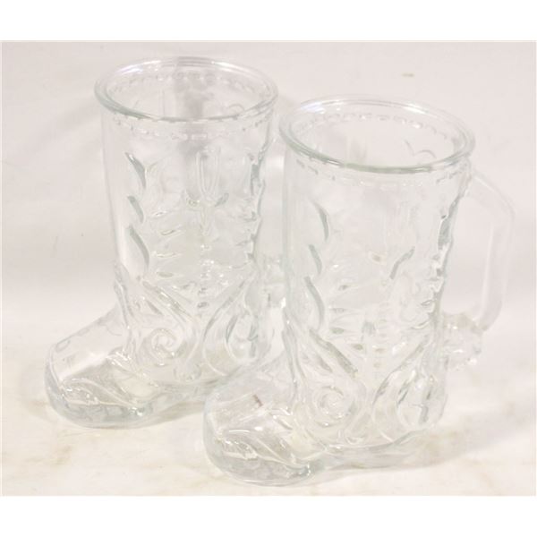 VINTAGE GLASS COWBOY BOOT MUG