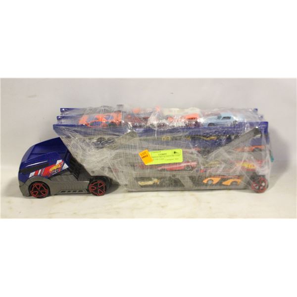 HOT WHEELS TRUCK HAULER CASE W/LOOSE HW CARS
