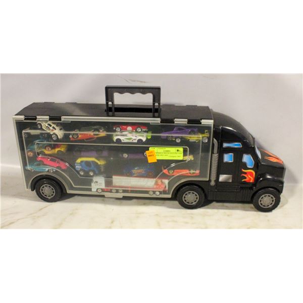 HOT WHEELS TRUCK HAULER CASE W/LOOSE HW CARS