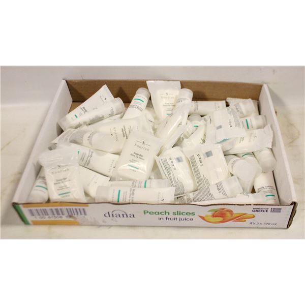 FLAT OF TRAVEL SIZE SOAP AND BODY LOTION