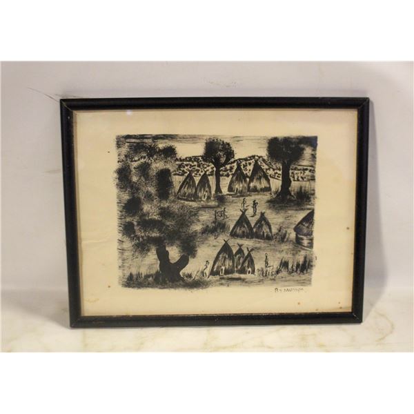 LINOCUT WOODBLOCK ART SIGNED MUSSON 10X13'