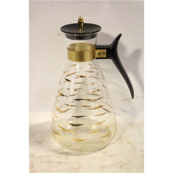 PYREX ATOMIC GOLD WAVE /TIGER EYE COFFEE CARAFE