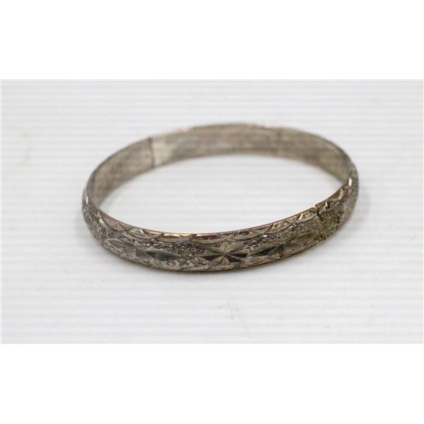 HEAVY 925 FACETED SILVER BANGLE