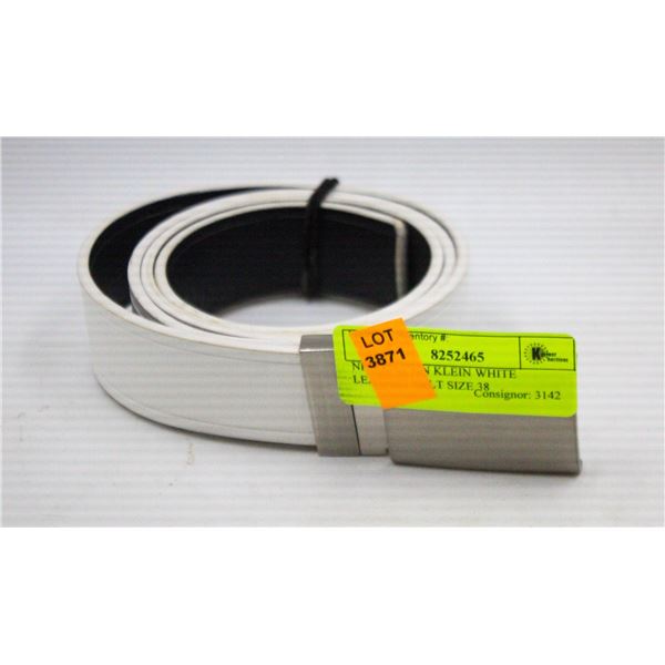NEW CALVIN KLEIN WHITE LEATHER BELT SIZE 38