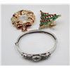 Image 1 : VINTAGE RHINESTONE JEWELRY - HINGED BRACELET &