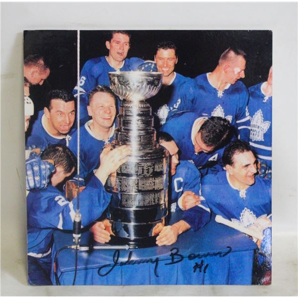 JOHNNY BOWER AUTOGRAPH PHOTOBOARD MAPLE LEAFS
