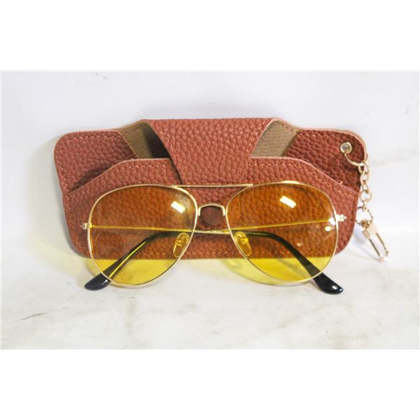 AVIATOR SUNGLASSES – YELLOW LENSES WITH BROWN