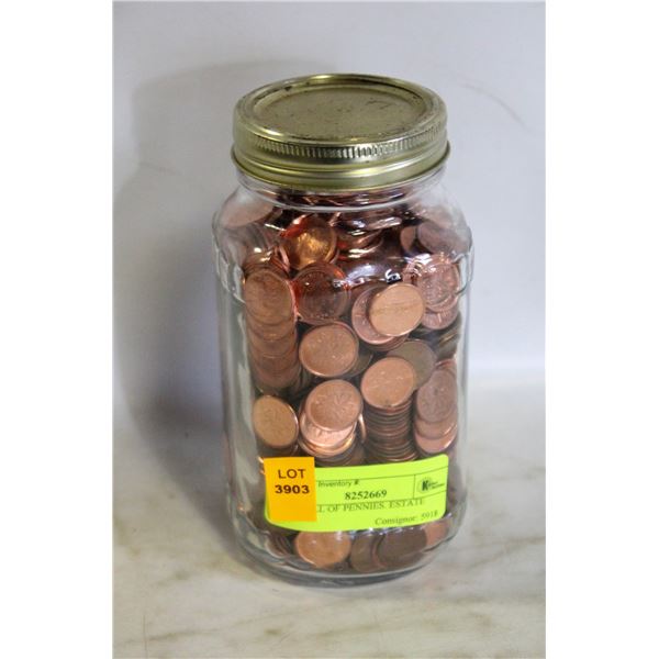 JAR FULL OF PENNIES. ESTATE