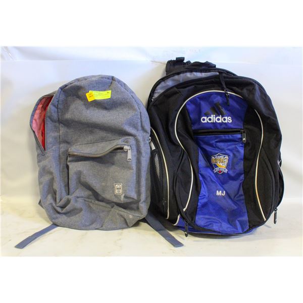 LOT OF HERSCHEL AND ADIDAS BACKPACKS
