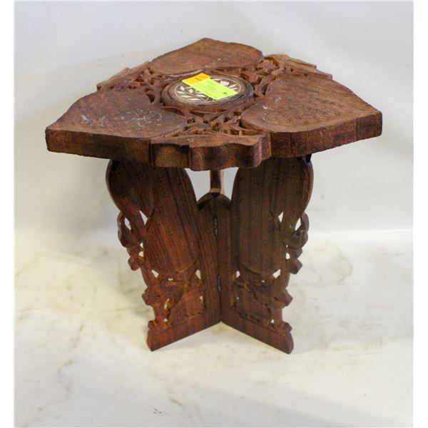 VINTAGE HAND CARVED ANGLO-INDIAN TEAK