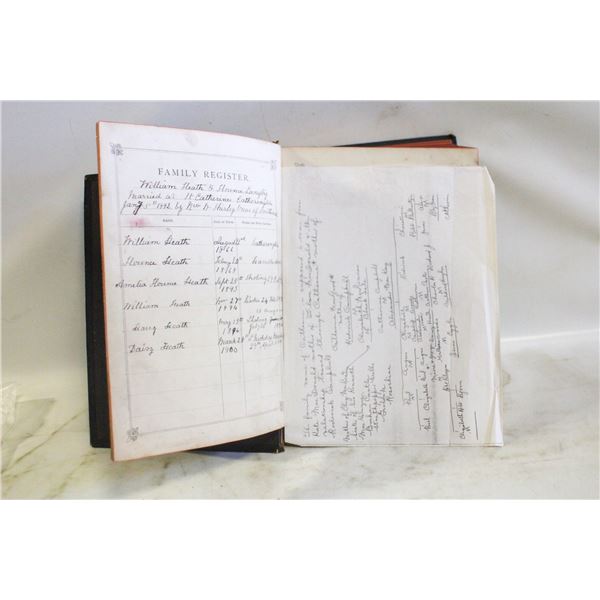 ANTIQUE FAMILY BIBLE REGISTER, AND