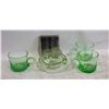 Image 1 : URANIUM GLASS ASHTRAY, CUPS AND CIGARETTE CASE
