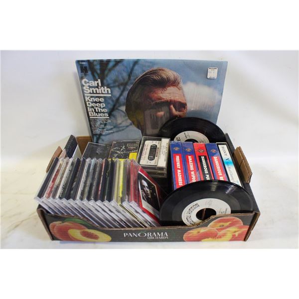 BOX /W VINYL RECORDS (LP&45'S), VHS & CASSETTES