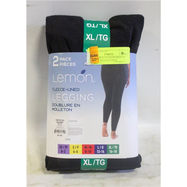 NEW LEMON 2 PACK WOMENS XL FLEECE LINED LEGGINGS