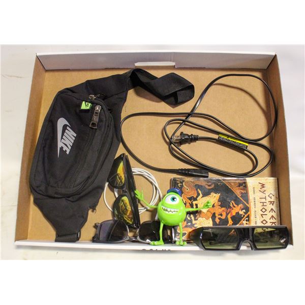 BAG OF MISC INCLUDES SUNGLASSES AND HIP BAG