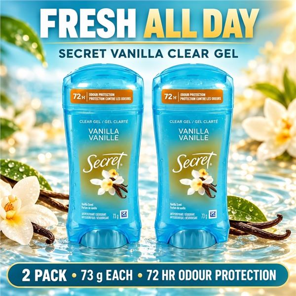 2 SECRET VANILLA CLEAR GEL DEODORANTS 73G