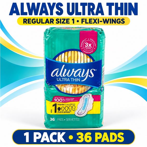 ALWAYS ULTRA THIN REGULAR FLEXI-WINGS 36 PADS
