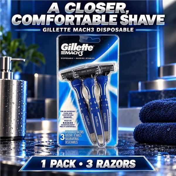 3 GILLETTE MACH3 DISPOSABLE RAZORS