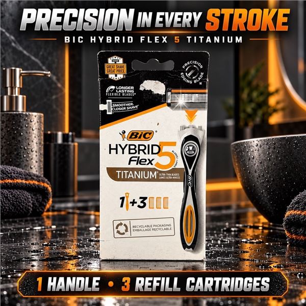 BIC HYBRID FLEX 5 RAZOR + 3 REFILLS