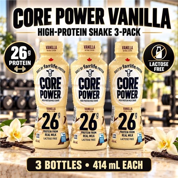 3 CORE POWER VANILLA PROTEIN SHAKES BB 01/27