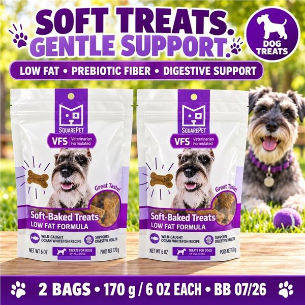 2 SQUAREPET VFS LOW FAT DOG TREATS BB 07/26