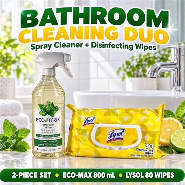 ECO-MAX BATHROOM CLEANER 800ML & LYSOL 80 WIPES