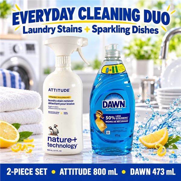 ATTITUDE STAIN REMOVER 800ML & DAWN SOAP 473ML