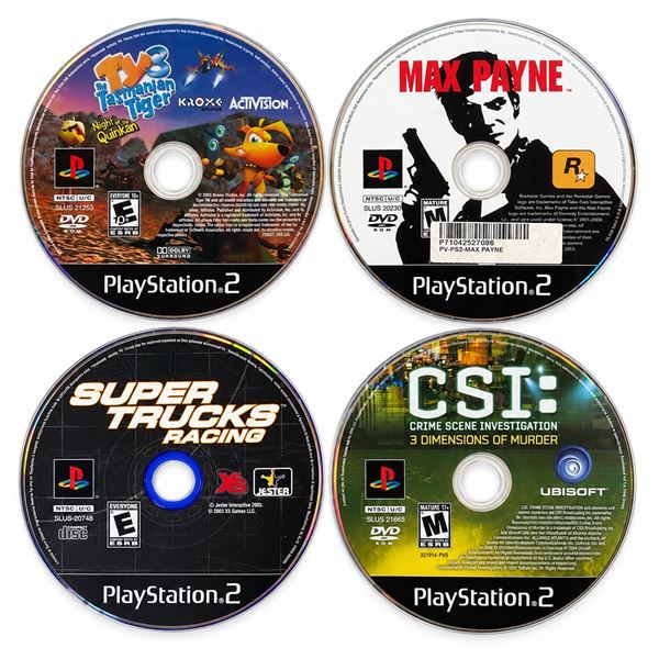 4 PS2 TY 3 MAX PAYNE SUPER TRUCKS CSI DISC ONLY