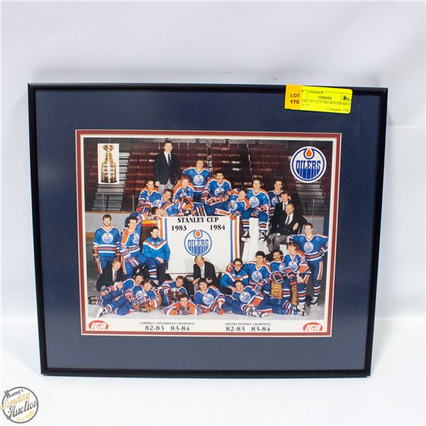 OILERS 1ST CUP 1983-84 P.FRAMED 13" X 15"