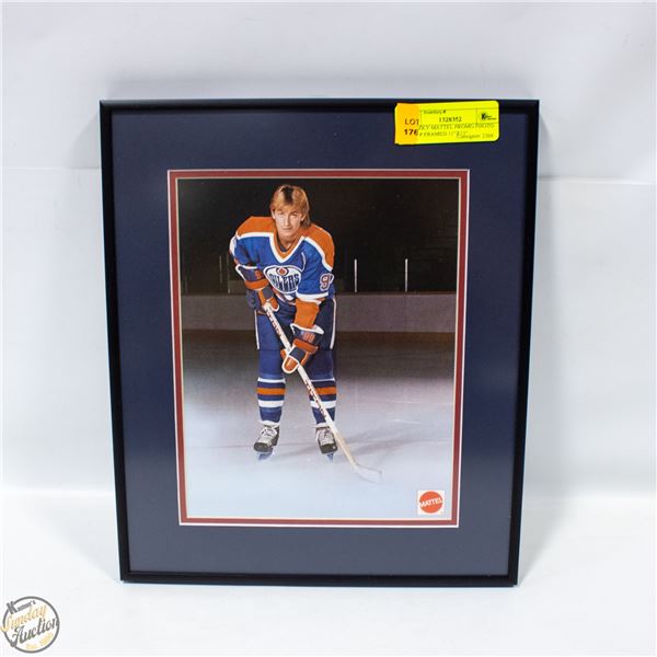 GRETZKY MATTEL PROMO PHOTO 1980S P.FRAMED 11" X13"
