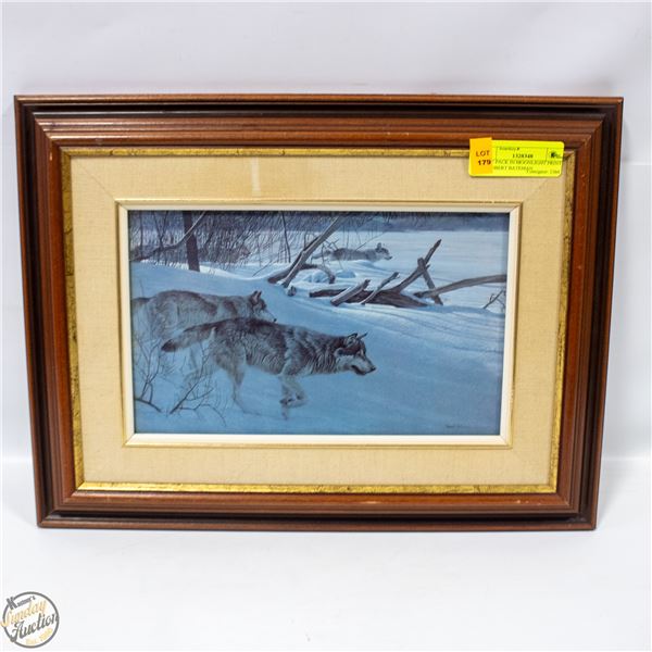 WOLF PACK IN MOONLIGHT PRINT BY ROBERT BATEMAN