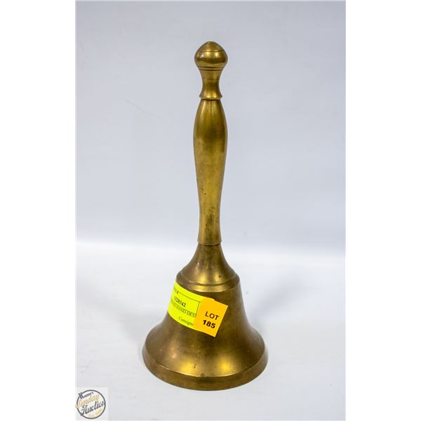 VINTAGE BRASS HAND DESK BELL 9" TALL