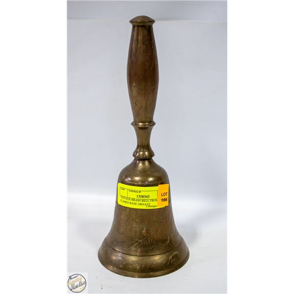 VINTAGE BRASS BELL FROM INDIA FLARED BASE ORNATE