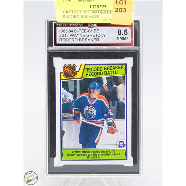 GRETZKY 1983-84 GRADED 8.5 OPC RECORD BREAKER