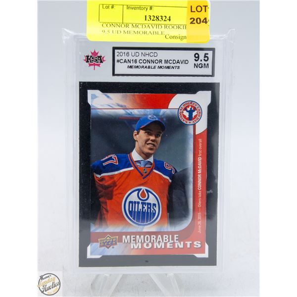 CONNOR MCDAVID ROOKIE GRADED 9.5 UD MEMORABLE