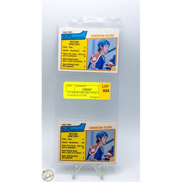 2 X 1082-83 GRETZKY GOAL LEADER 21 GOALS #22 OPC